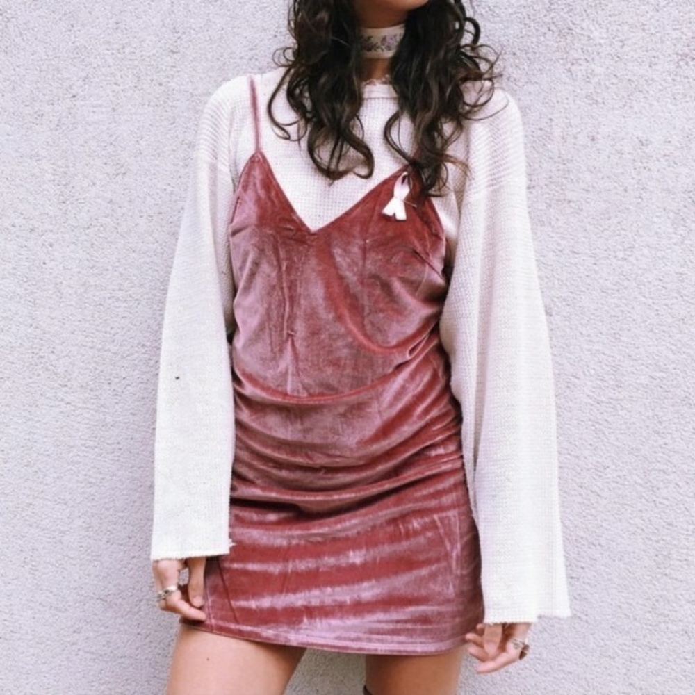 velvet mini slip dress - Picture 1 of 4